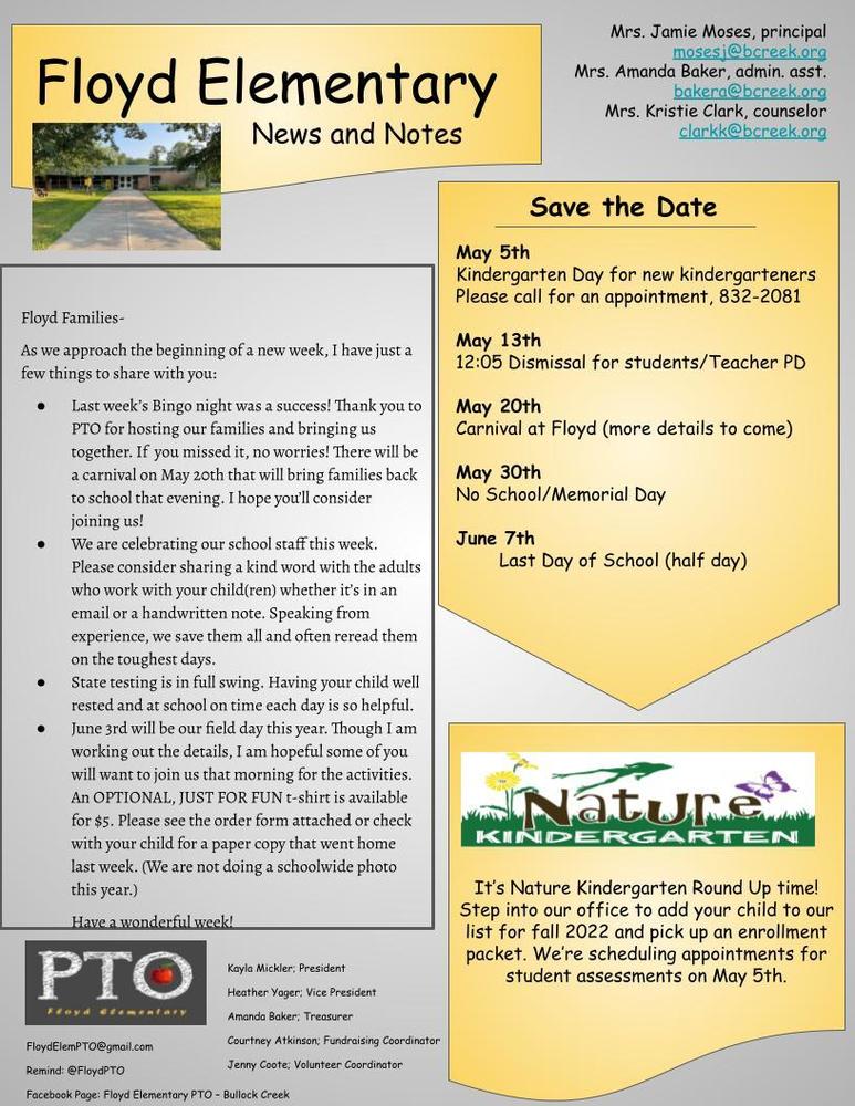 Floyd News and Notes: May 2nd