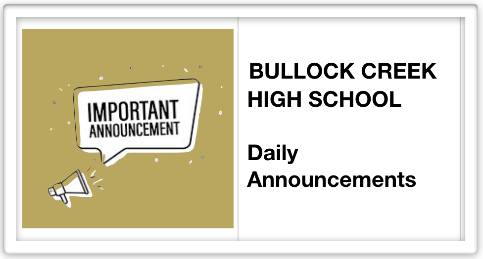 BCHS Announcements