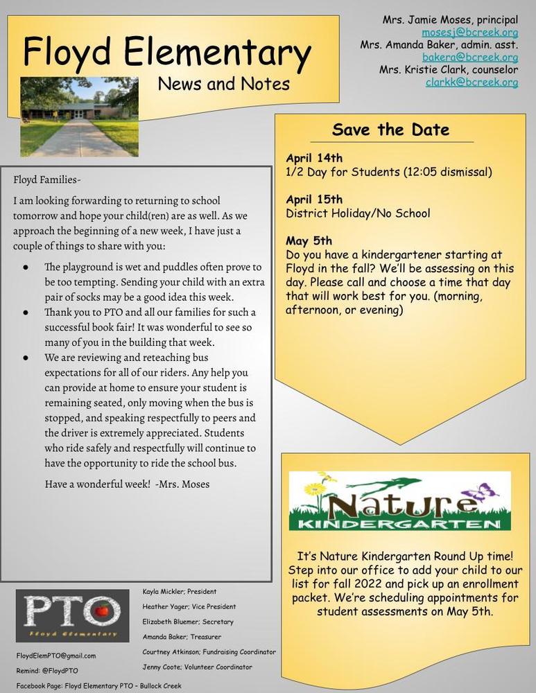 Floyd News and Notes: April 4th