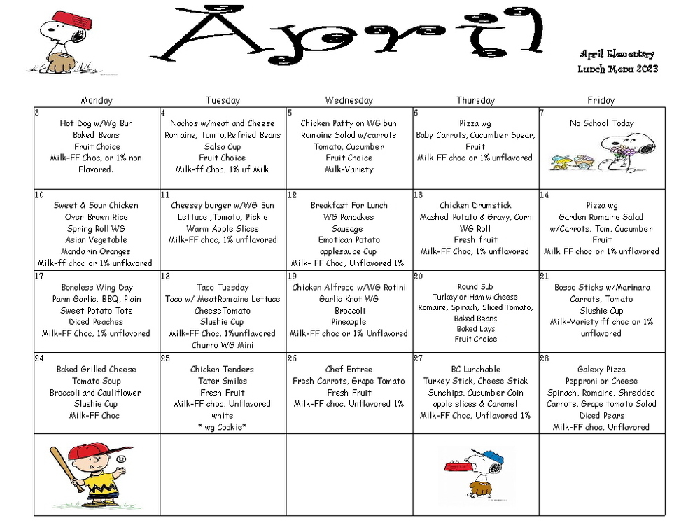 April Menu